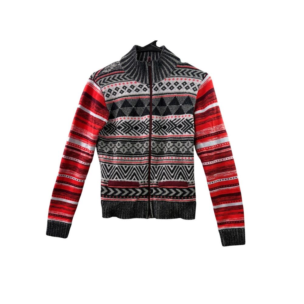 Title Nine Geometric Merino Wool Blend Full-Zip Sweater – Multicolor – Size S